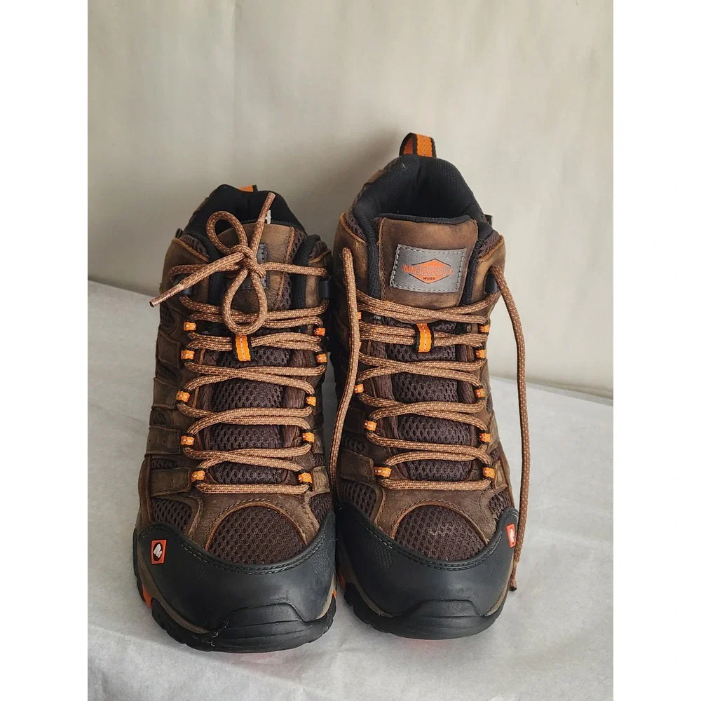 Merrell Work Moab 2 Mid Waterproof Espresso Leather Work Boots J31239 Mens 8.5 M